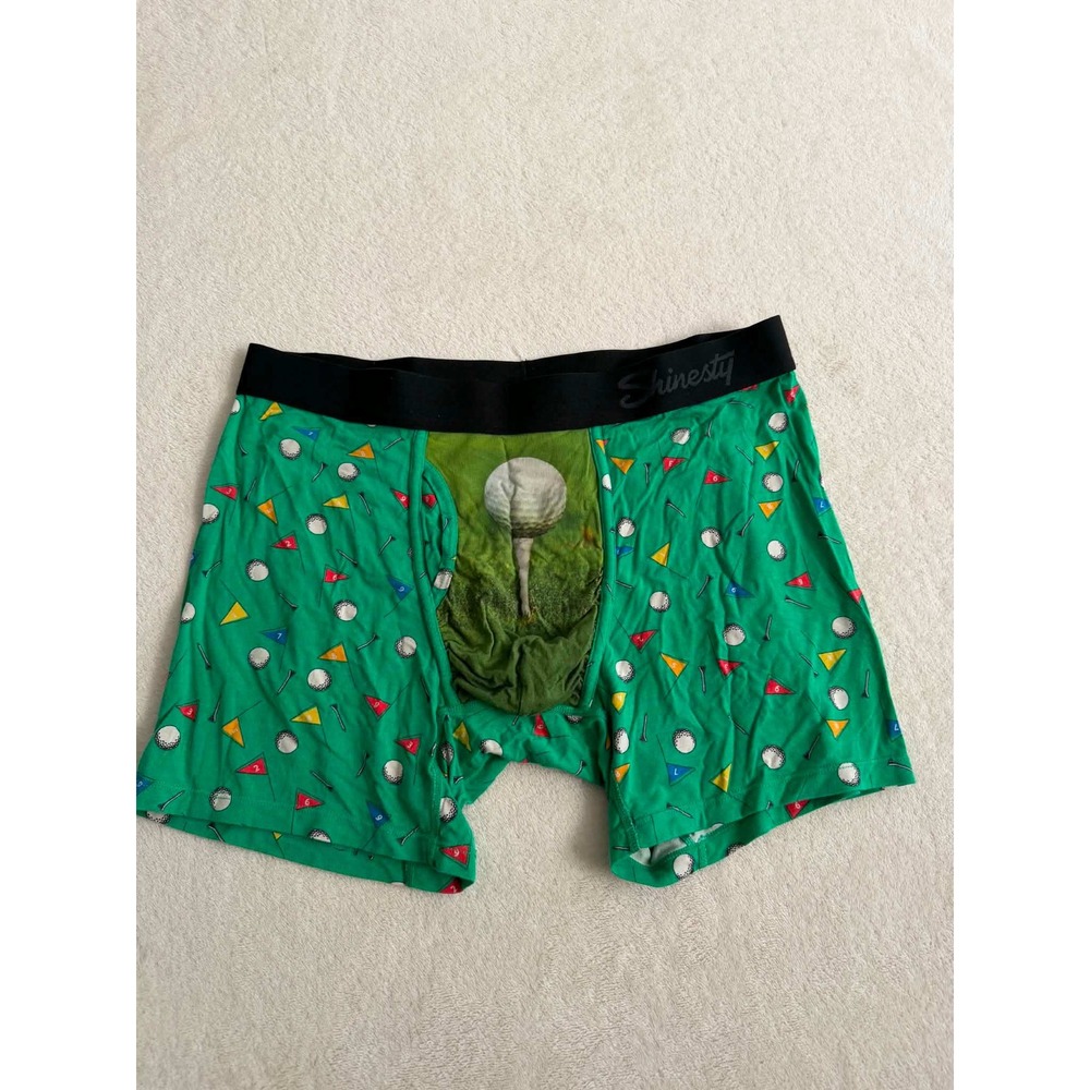 Shinesty Mens L Green Boxer Briefs Golf Ball Hammock Pouch Underwear
